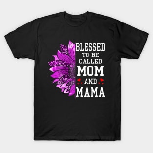 Womens Blessed To Be Called Mom And Mama Mothers Day Sunflower T-Shirt